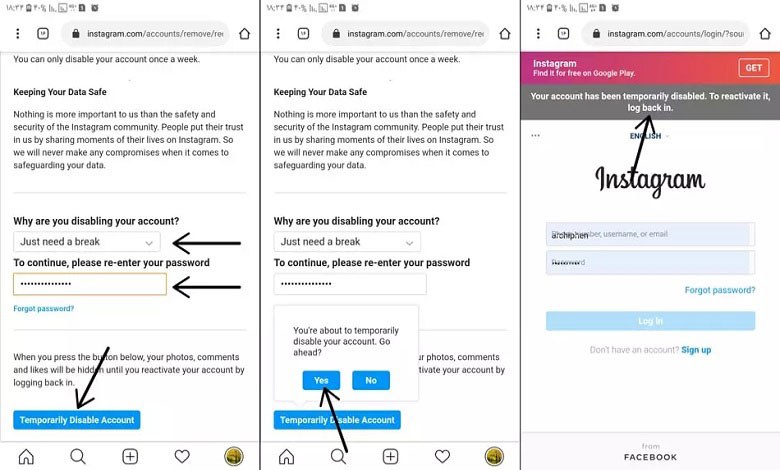 غیر فعال کردن اینستاگرام با اندروید