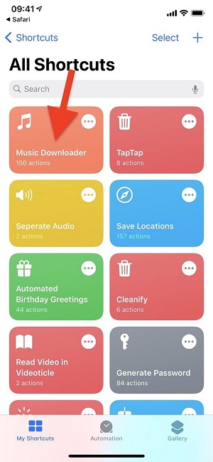 دانلود آهنگ از ساند کلود در آیفون با برنامه ShortCuts 