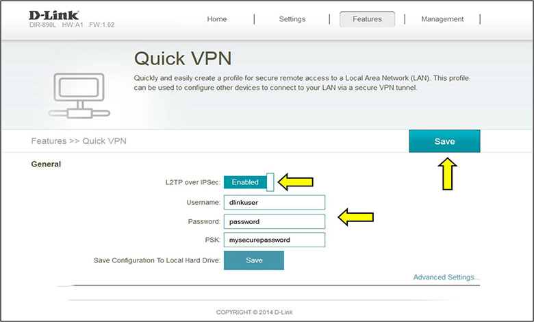 تنظیم VPN روی مودم دی لینک (2)