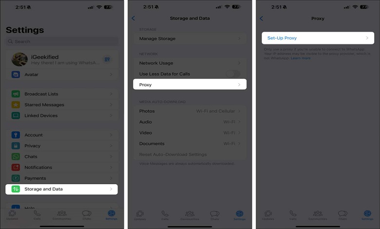 مراحل تنظیم پروکسی واتساپ در آیفون
