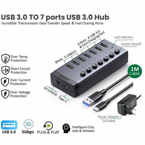 خرید هاب 7 پورت USB 3.0 یوگرین مدل CM481-30778